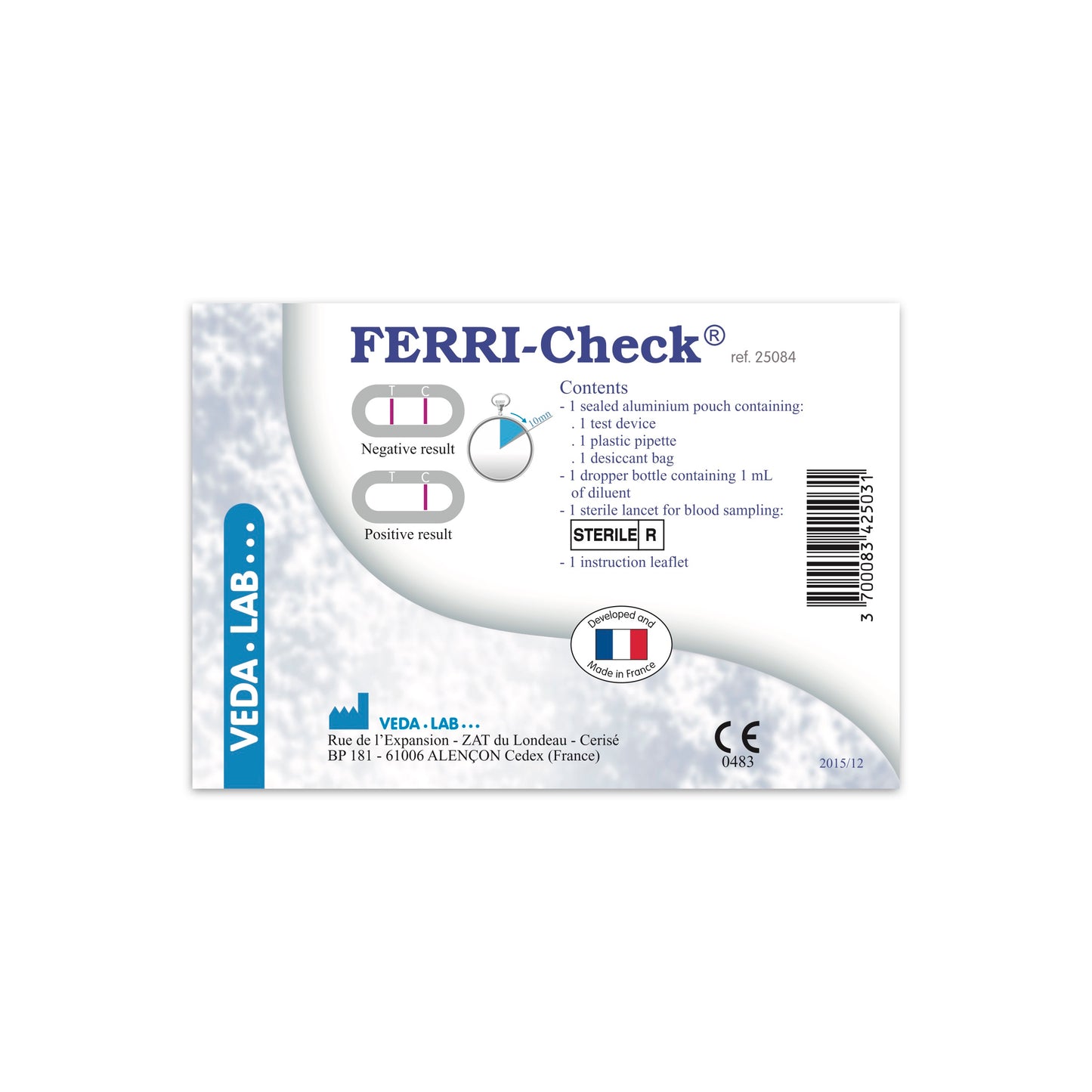 VEDA LAB Ferri-Check back of packaging on a white background