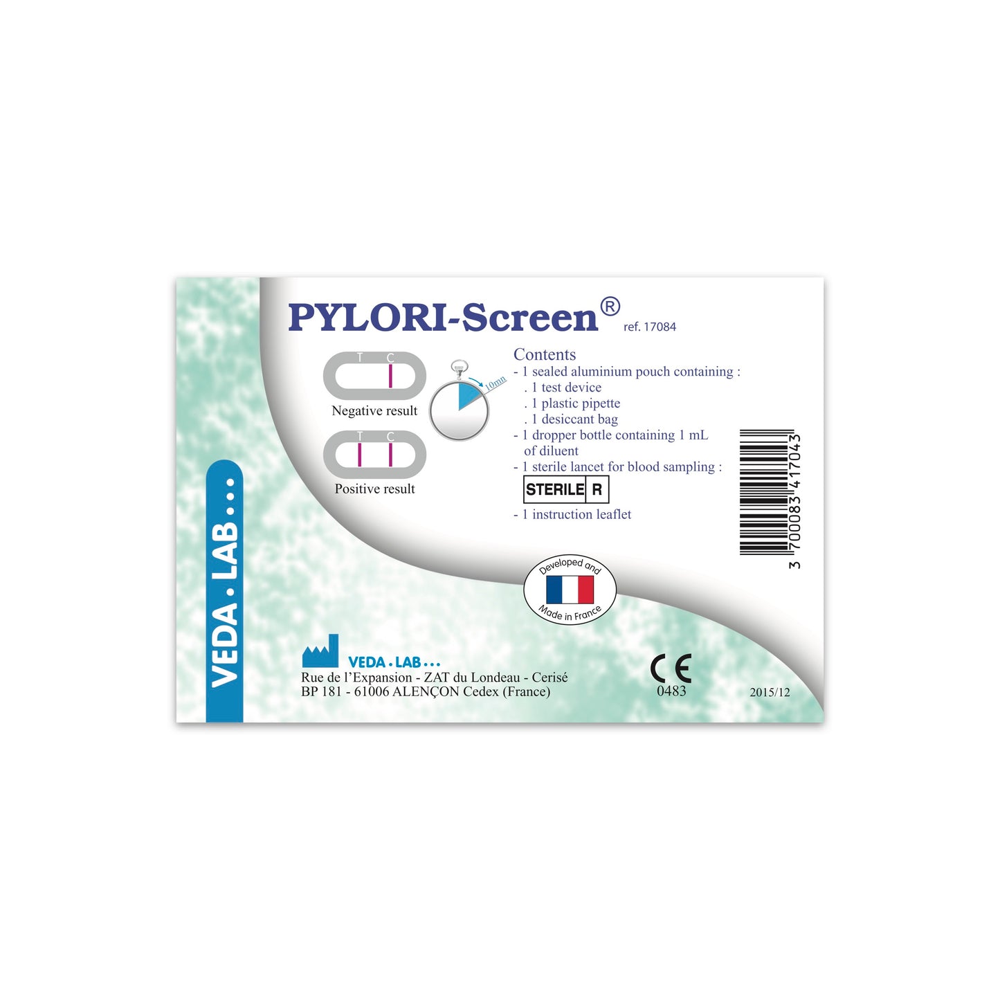 Veda Lab Pylori Screen back of packaging on a white background