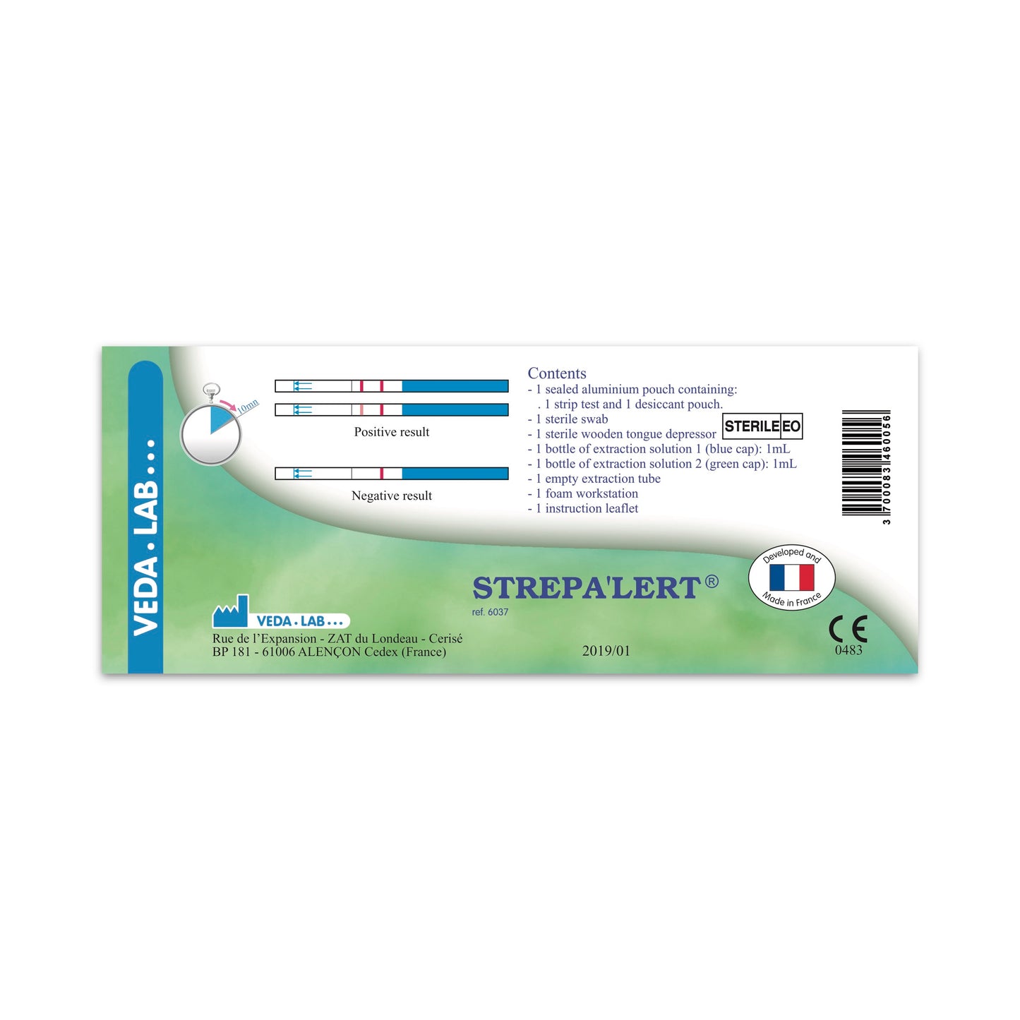 StrepA'lert VEDALAB back of box on white background