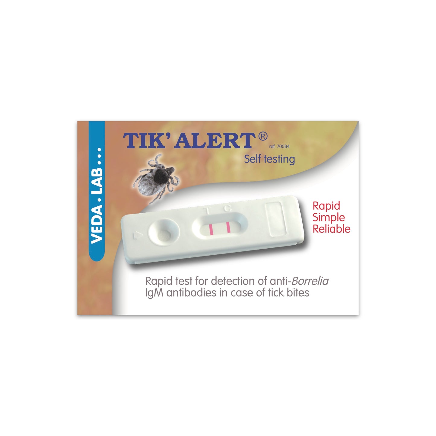Tik' Alert self-testing kit packaging with a white background
