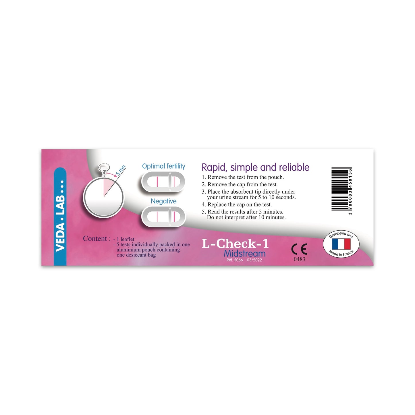 Veda Lab L-Check-1 back of product packaging on a white background
